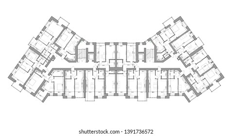 Detailed architectural floor plan, appartment layout, blueprint. Vector illustration