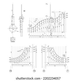 Plano detallado de la fachada arquitectónica de un proyecto de construcción de varios pisos Vector. 