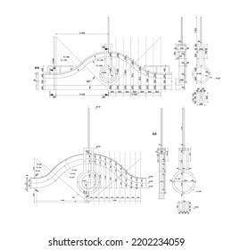 Plano detallado de la fachada arquitectónica de un proyecto de construcción de varios pisos Vector. 