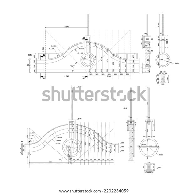 Detailed Architectural Fronton Plan Multistory Building Stock Vector ...