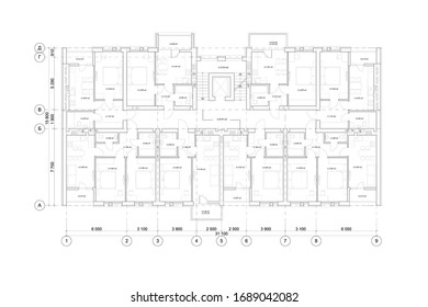 Planta de piso de varios pisos de arquitectura detallada, diseño de apartamentos, plano. Ilustración del vector