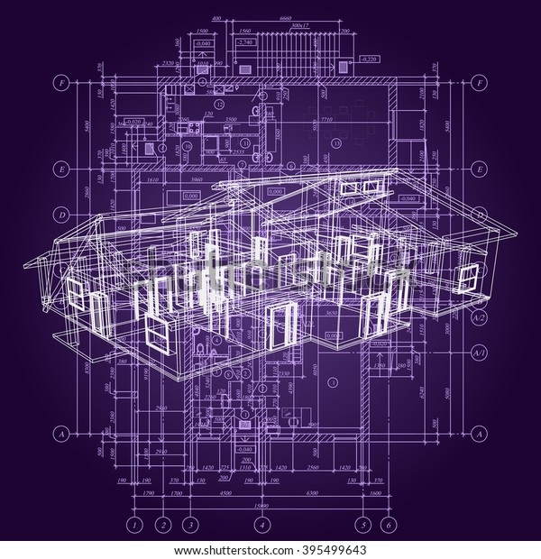 Detailed Architectural Plan Architectural Background 3d Stock Vector ...