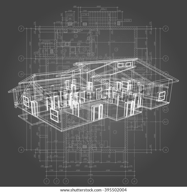 Detailed Architectural Plan Architectural Background 3d Stock Vector ...