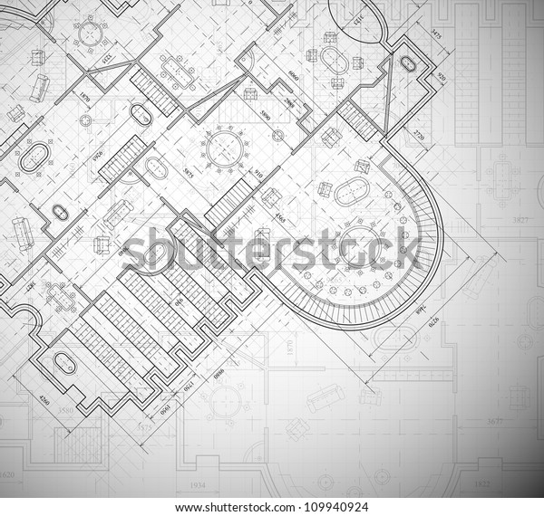 详细的建筑计划 Eps 库存矢量图 免版税