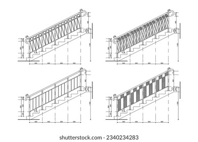 Detailed architectural plan of stairs