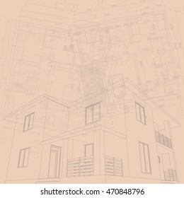 Detailed architectural plan. Vector blueprint. Abstract architectural background.