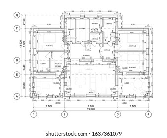 Detailed architectural private house floor plan, apartment layout, blueprint. Vector illustration