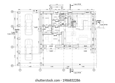 Detailed architectural private house floor plan, apartment layout, blueprint. Vector illustration