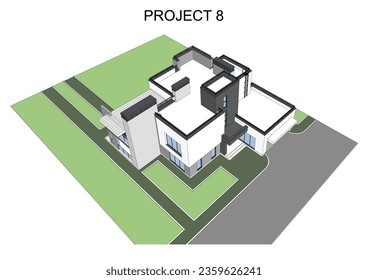Detailed architectural two story private house blueprints and drawings. Vector illustration	
