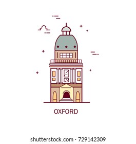Detailed architecture of Oxford. Business city in England. Trendy vector illustration, line art style.Handdrawn illustration.