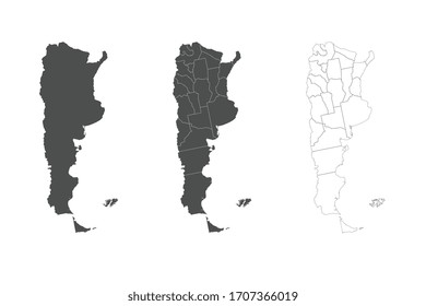 Detaillierte argentinische Karte mit den Grenzen der Regionen. Rahmenplan einzeln auf weißem Hintergrund. Vektorillustration-Abbildung Argentiniens.