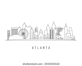 Detailed Atlanta skyline vector illustration. Atlanta buildings in line art style, perfect for modern designs.