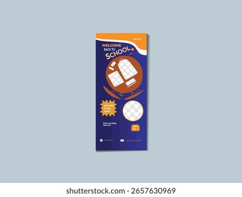 Detalhado de volta à escola roll up banner design template