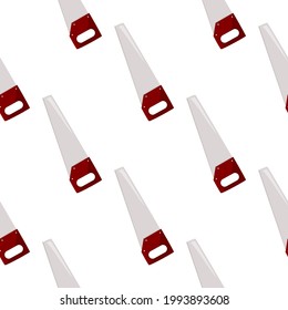 Detailed background with hand saw. Simple vector tool for repair seamless pattern.