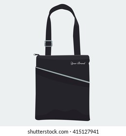 Detailed Bag with front pocket and zip flat and solid color design. Fabric tablet bag or sport bag for corporate identity and promo gift.