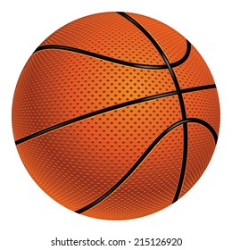 Detailed basketball ball illustration on white background.