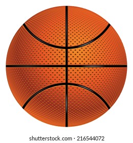 Detailed basketball ball illustration on white background.