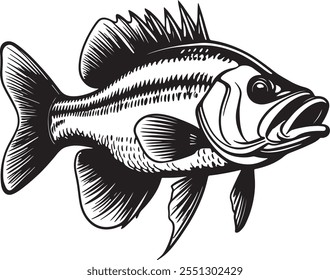 Ilustração Detalhada Do Vetor De Baixo Peixe Para Pesca