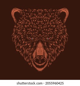 detailed bear face artwork illustration 