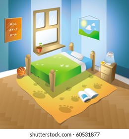 detailed bedroom illustration