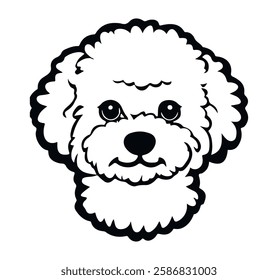 Detailed Bichon Frise Face in Black and White Illustration