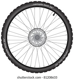 Detailed bicycle wheel with brake disk, vector illustration, eps10