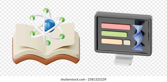 Detailed Biotech 3d icon render clipart 