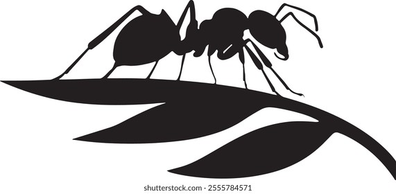 Detailed Black Ant Silhouette Vector for Logo Design, Posters, and Wildlife Illustrations