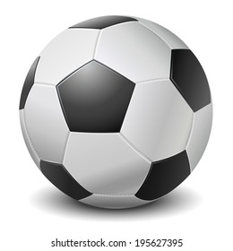 Detailed black fringe football ball isolated on white background. Vector illustration