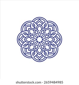 A detailed black mandala icon with complex geometric patterns, suitable for various design applications.