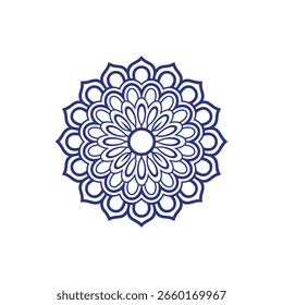 A detailed black mandala icon with complex patterns, suitable for various design applications. Features a clean, striking aesthetic.