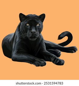 Detailed Black Panther in vector art style