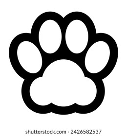 Detailed black paw print vector illustration isolated on white background, suitable for use with Cricut cutting machines. Use this versatile vector graphic to create stunning vinyl decals, stickers.