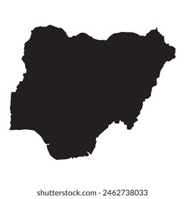 Detailed black silhouette of Nigeria map for design and website use