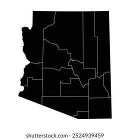 Mapa detallado de la Ilustración vectorial de la Silueta Negra de Arizona Mapa del estado y del distrito con el mapa geográfico del vecino de Arizona Mapa.