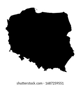 detailed black vector map of poland