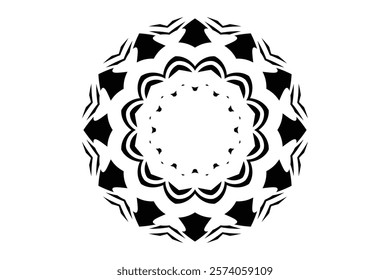 Detailed Black and White Circular Mandala Artwork Showcasing Beautiful Patterns Against a White Backdrop	
