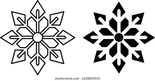 Detailed black and white snowflake designs perfect for winter holiday greetings and decor