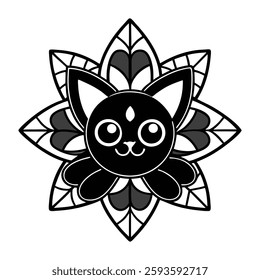 A detailed blackwork tattoo flash featuring intricate mandala patterns, showcasing symmetry, bold lines, and geometric shapes for a striking, artistic design.