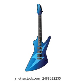 Detailed blue electric guitar illustration in modern vector graphic design for music enthusiasts and rock band performance