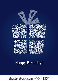 Detailed Blue Happy Birthday Card