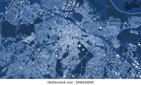 Detailed blue map poster of Sofia city administrative area. Skyline panorama. Decorative graphic tourist map of Sofia territory. Royalty free vector illustration.