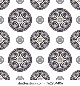 Detailed blue seamless tile vector design.