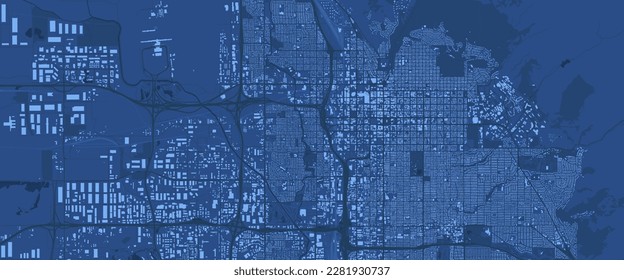 Detailed blue vector map poster of Salt Lake City administrative area, Utah. Skyline panorama. Decorative graphic tourist map of Salt Lake City territory. Royalty free illustration.