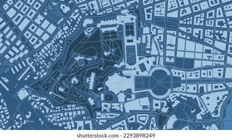 Detailed blue vector map poster of Vatican city administrative area. Skyline panorama. Decorative graphic tourist map of Vatican territory. Royalty free illustration.