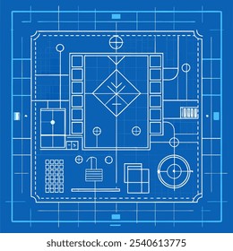 Una ilustración detallada de un panel de control futurista, con líneas intrincadas, Botones y una pantalla central. Perfecto para proyectos de ciencia ficción, diseños tecnológicos y conceptos futuristas.