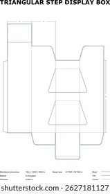 Detailed blueprint of a triangular step display box with precise measurements for manufacturing and assembly purposes