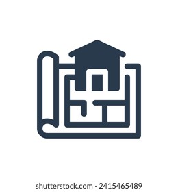 Detailed Blueprint Vector Icon Illustration