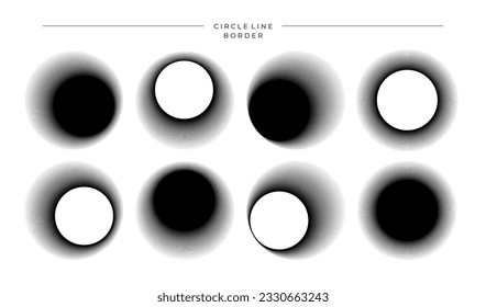 Efecto de desenfoque detallado en el borde del círculo de línea nítida. Conjunto de cuadros redondeados modernos.