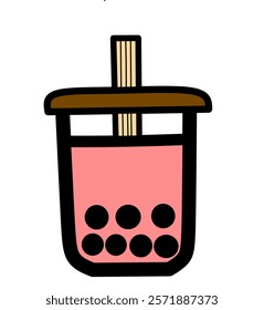 Detailed boba ice vector illustration, ideal for food, beverage, and summer-themed designs